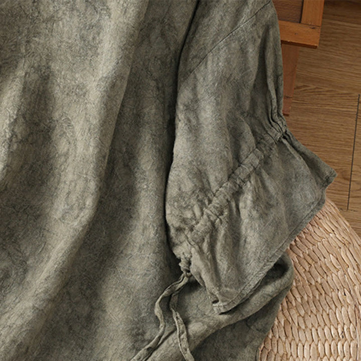 Abito midi in cotone e poliestere con maniche corte, stile casual retrò, a tinta unita, con scollo a giro e coulisse, Buddha Stones