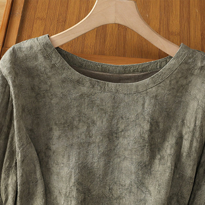 Abito midi in cotone e poliestere con maniche corte, stile casual retrò, a tinta unita, con scollo a giro e coulisse, Buddha Stones