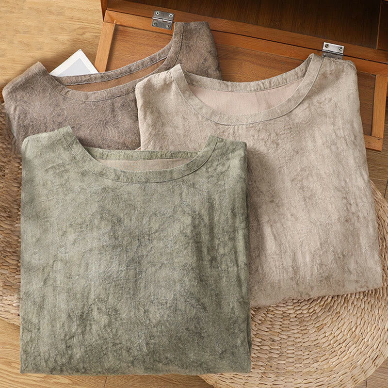 Abito midi in cotone e poliestere con maniche corte, stile casual retrò, a tinta unita, con scollo a giro e coulisse, Buddha Stones