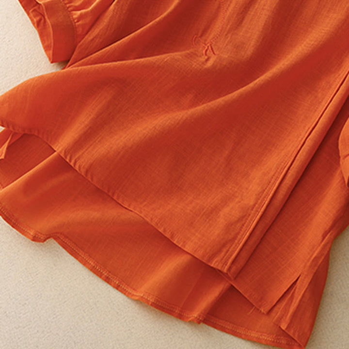 Camicia da donna in cotone e lino con maniche a tre quarti e ricamo a forma di rosa Buddha Stones - image 9