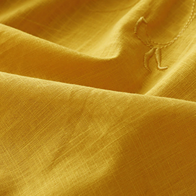 Camicia da donna in cotone e lino con maniche a tre quarti e ricamo a forma di rosa Buddha Stones - image 15