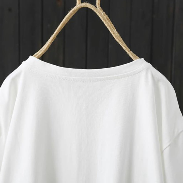 Maglietta da donna in cotone a maniche corte, casual, ampia e semplice, con scollo a giro, stile Buddha Stones - image 4