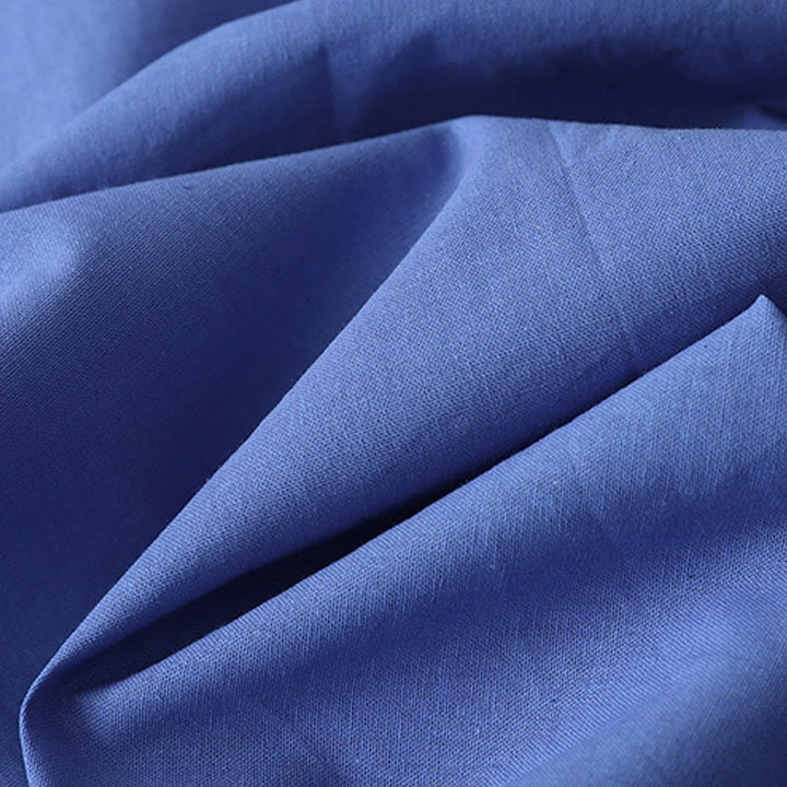 Abito midi in lino e cotone a maniche corte con tasche, stile casual, con bottoni sul retro, stile Buddha Stones, in tinta unita - image 14