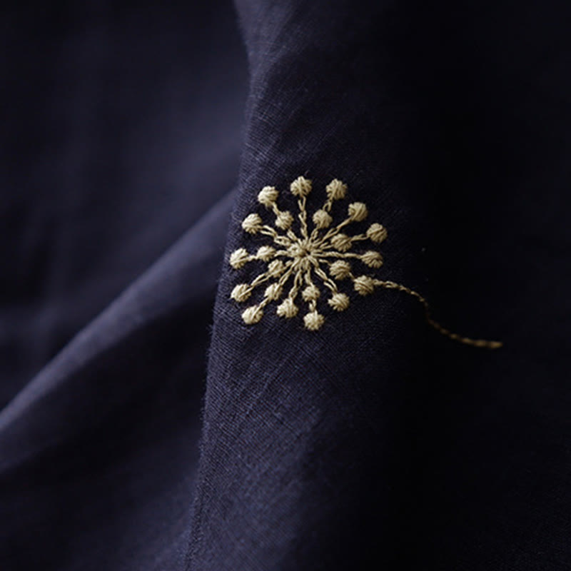 Abito midi senza maniche in cotone con stampa Buddha Stones , blu notte, allacciatura e tasche. - image 8