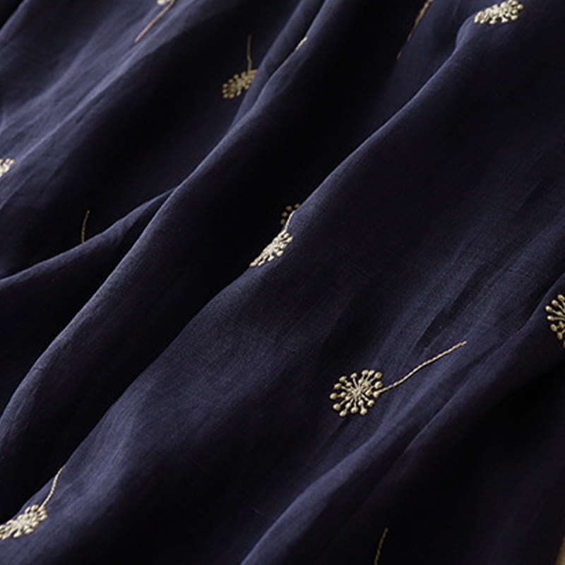 Abito midi senza maniche in cotone con stampa Buddha Stones , blu notte, allacciatura e tasche. - image 9