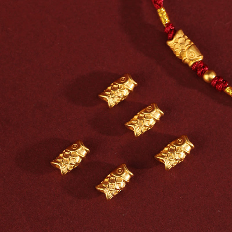 Braccialetto intrecciato fatto a mano con corda a forma di pesce koi, con Buddha Stones e oro 999, protezione dalla fortuna