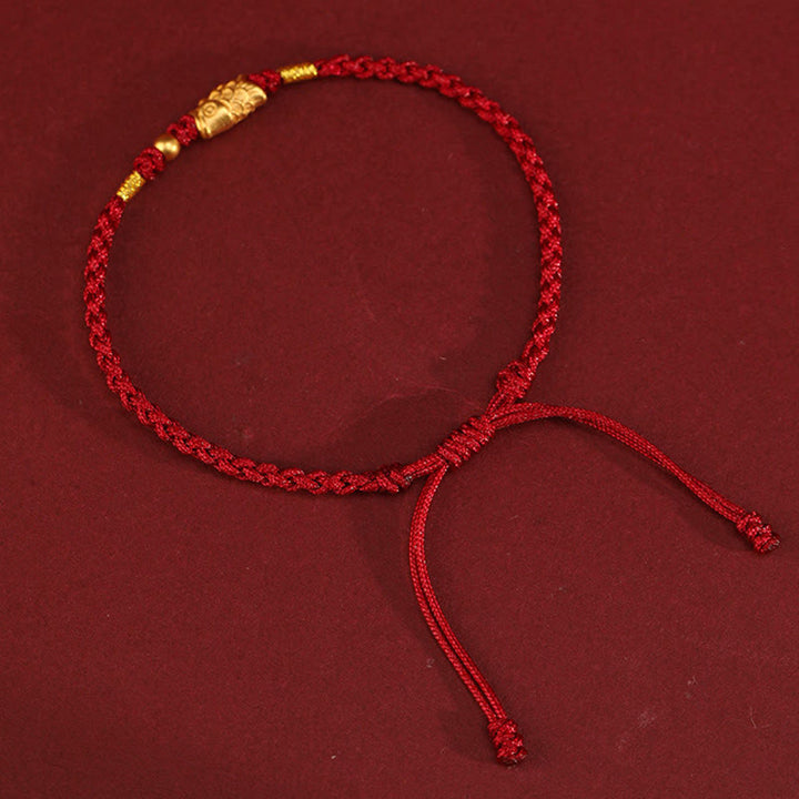 Braccialetto intrecciato fatto a mano con corda a forma di pesce koi, con Buddha Stones e oro 999, protezione dalla fortuna