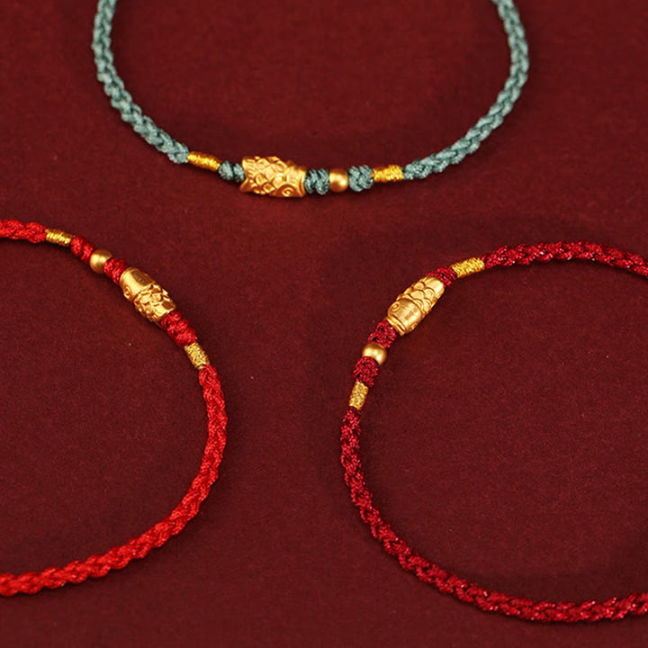 Braccialetto intrecciato fatto a mano con corda a forma di pesce koi, con Buddha Stones e oro 999, protezione dalla fortuna - image 15