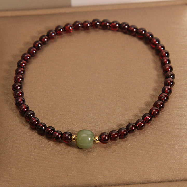 Bracciale di stabilità in perle di giada Hetian di granato ultrasottile naturale da 3 mm Buddha Stones