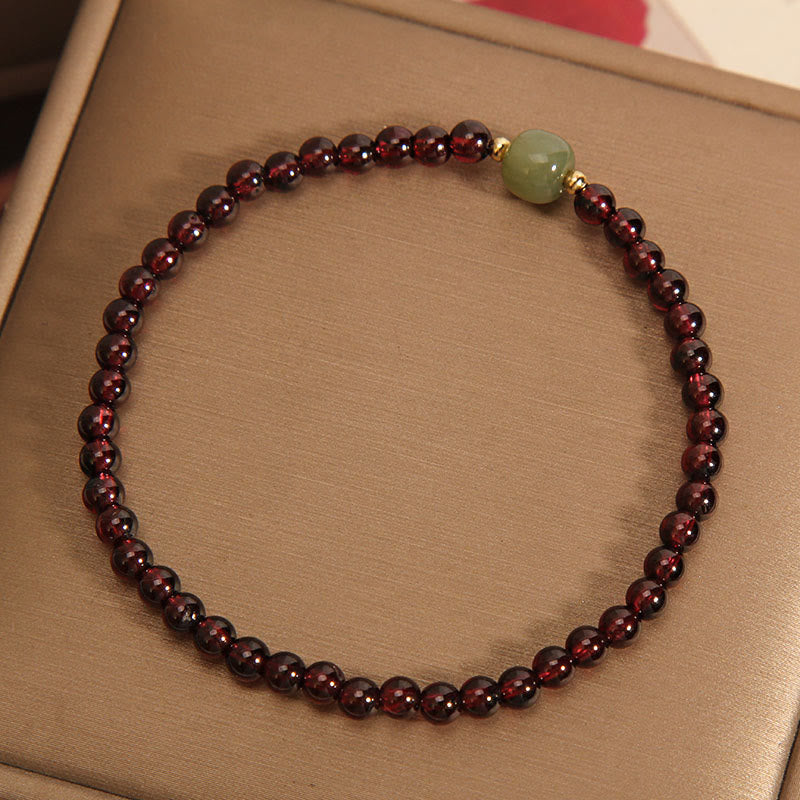 Bracciale di stabilità in perle di giada Hetian di granato ultrasottile naturale da 3 mm Buddha Stones