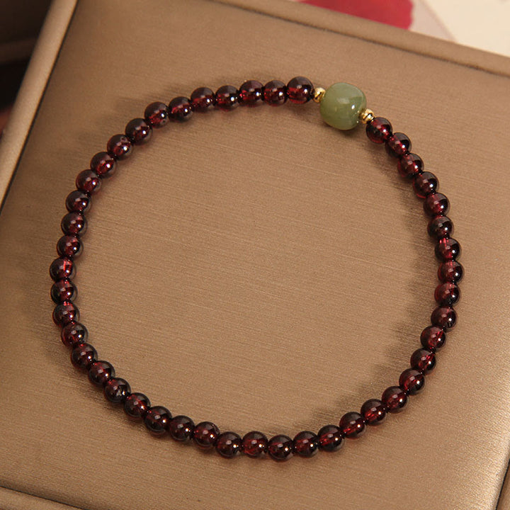 Bracciale di stabilità in perle di giada Hetian di granato ultrasottile naturale da 3 mm Buddha Stones