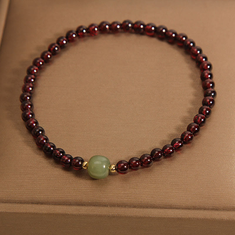 Bracciale di stabilità in perle di giada Hetian di granato ultrasottile naturale da 3 mm Buddha Stones