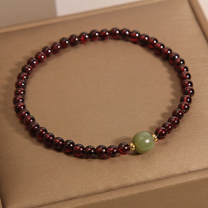 Bracciale di stabilità in perle di giada Hetian di granato ultrasottile naturale da 3 mm Buddha Stones
