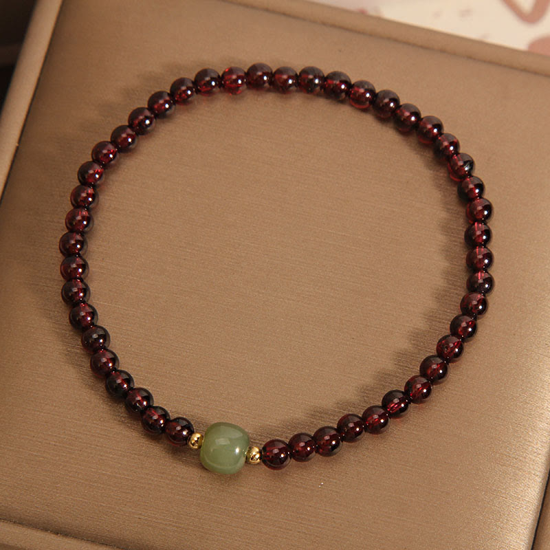 Bracciale di stabilità in perle di giada Hetian di granato ultrasottile naturale da 3 mm Buddha Stones