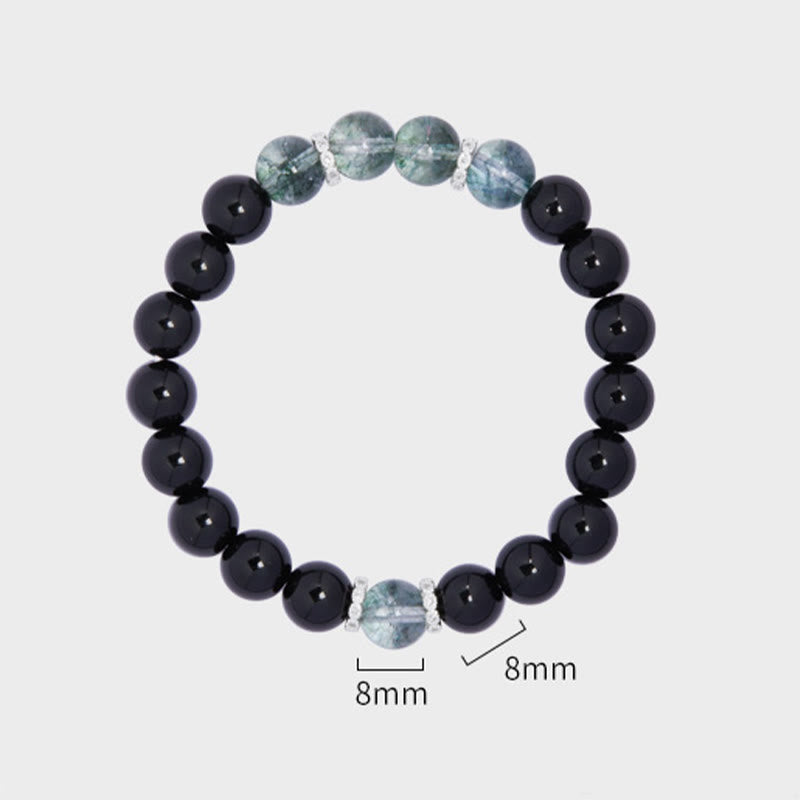 Bracciale Buddha Stones in argento sterling 925 con ossidiana nera e verde Phantom Strength - image 8