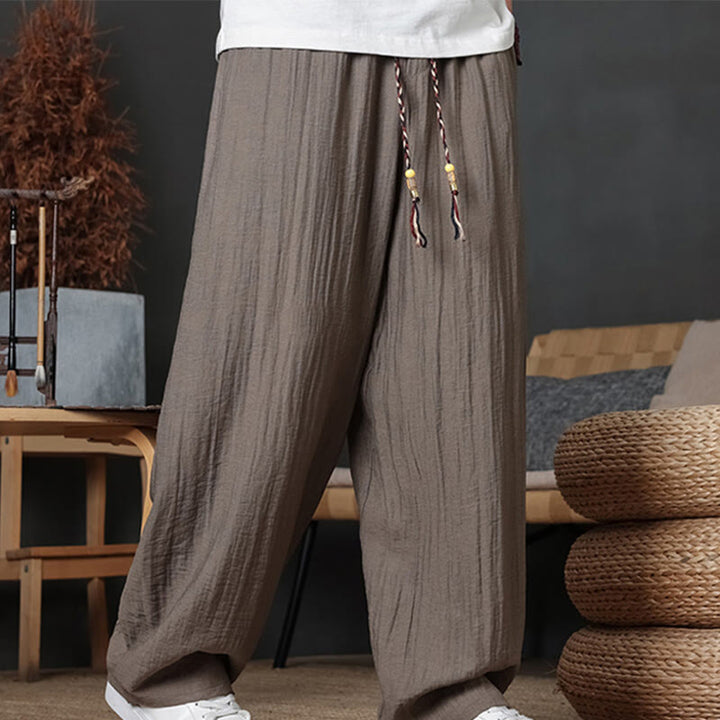 Pantaloni da uomo casual con coulisse e tasche, modello Buddha Stones, tinta unita