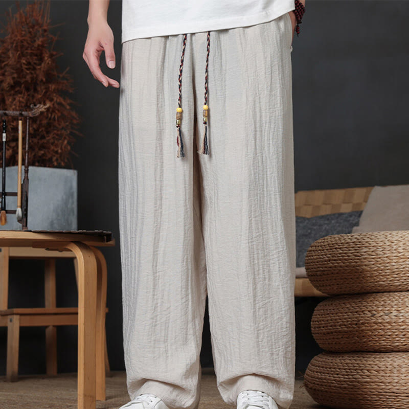 Pantaloni da uomo casual con coulisse e tasche, modello Buddha Stones, tinta unita