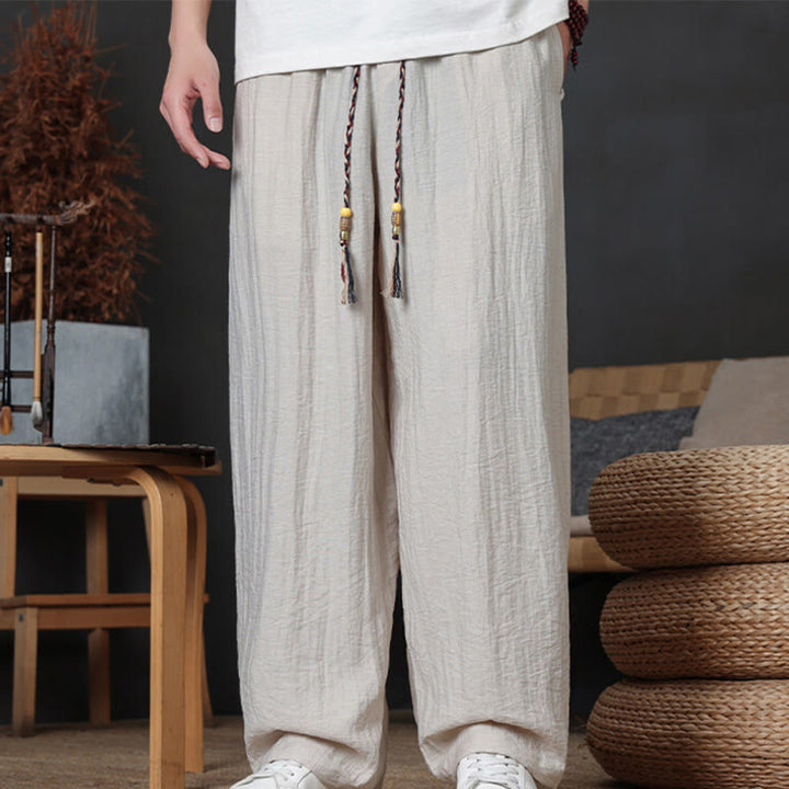 Pantaloni da uomo casual con coulisse e tasche, modello Buddha Stones, tinta unita