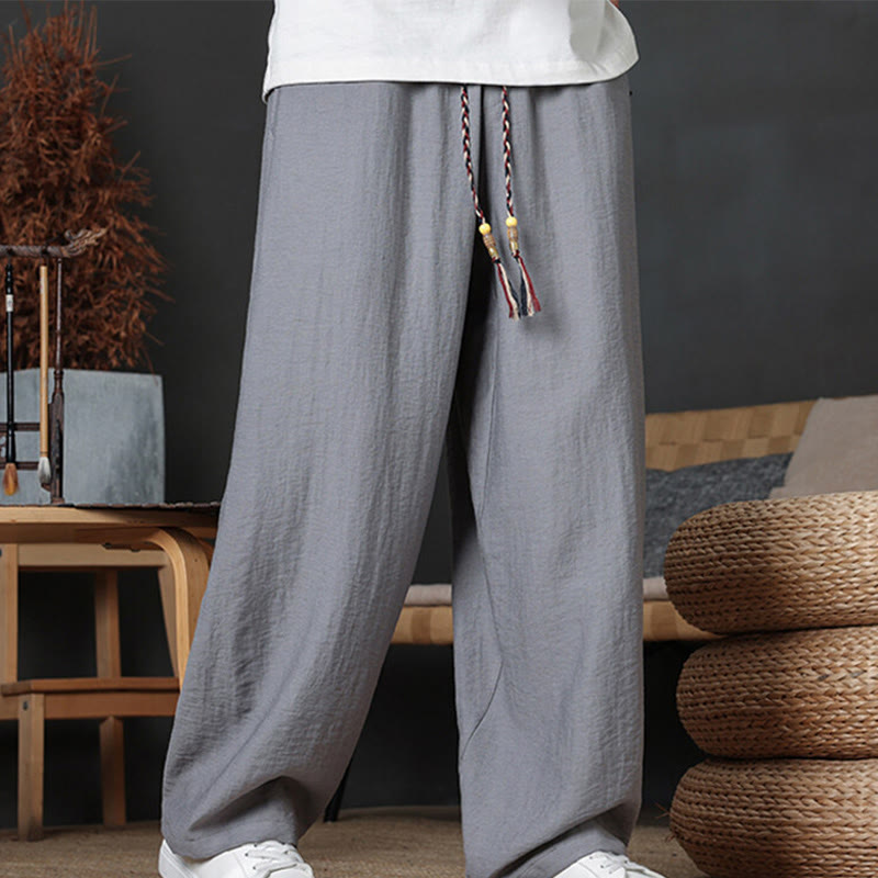 Pantaloni da uomo casual con coulisse e tasche, modello Buddha Stones, tinta unita