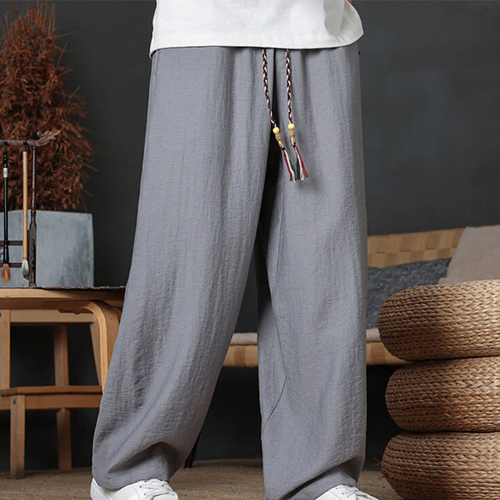 Pantaloni da uomo casual con coulisse e tasche, modello Buddha Stones, tinta unita