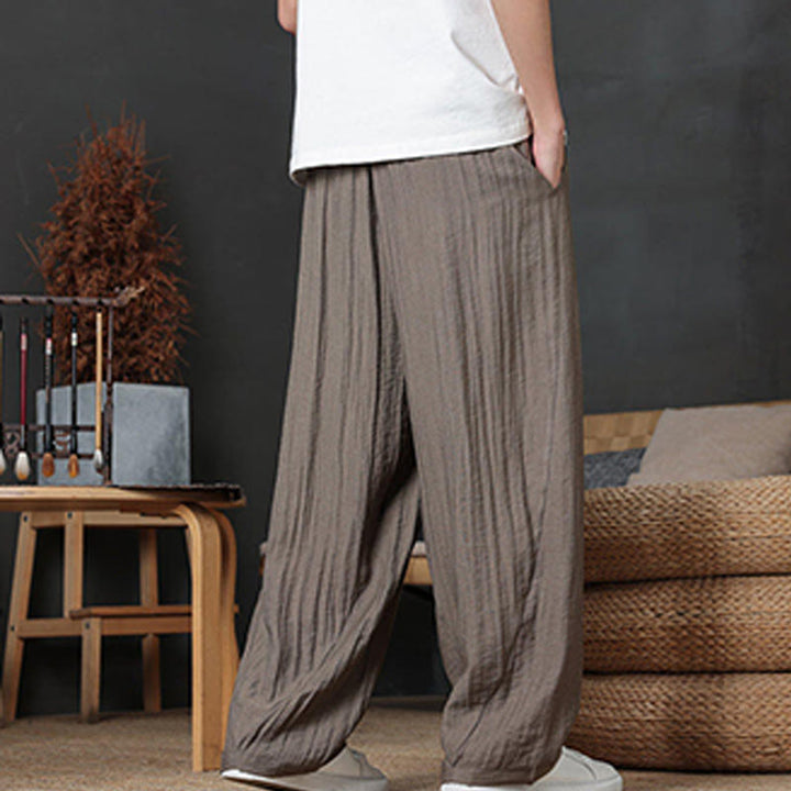 Pantaloni da uomo casual con coulisse e tasche, modello Buddha Stones, tinta unita