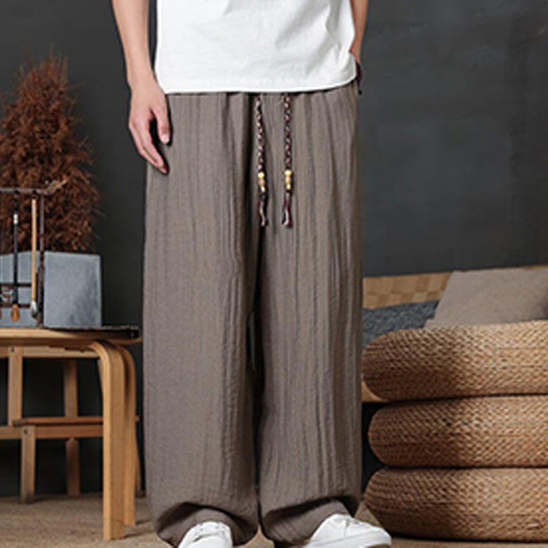 Pantaloni da uomo casual con coulisse e tasche, modello Buddha Stones, tinta unita