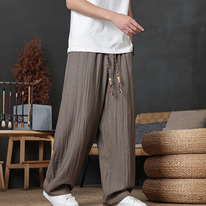 Pantaloni da uomo casual con coulisse e tasche, modello Buddha Stones, tinta unita