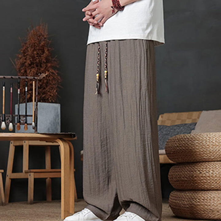 Pantaloni da uomo casual con coulisse e tasche, modello Buddha Stones, tinta unita