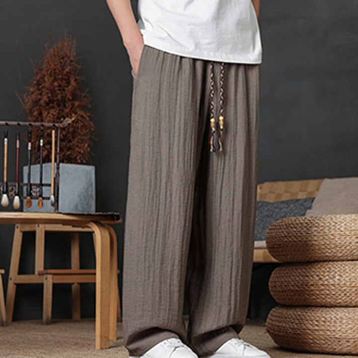 Pantaloni da uomo casual con coulisse e tasche, modello Buddha Stones, tinta unita