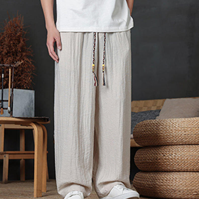 Pantaloni da uomo casual con coulisse e tasche, modello Buddha Stones, tinta unita