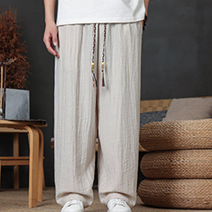 Pantaloni da uomo casual con coulisse e tasche, modello Buddha Stones, tinta unita