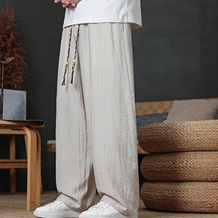 Pantaloni da uomo casual con coulisse e tasche, modello Buddha Stones, tinta unita