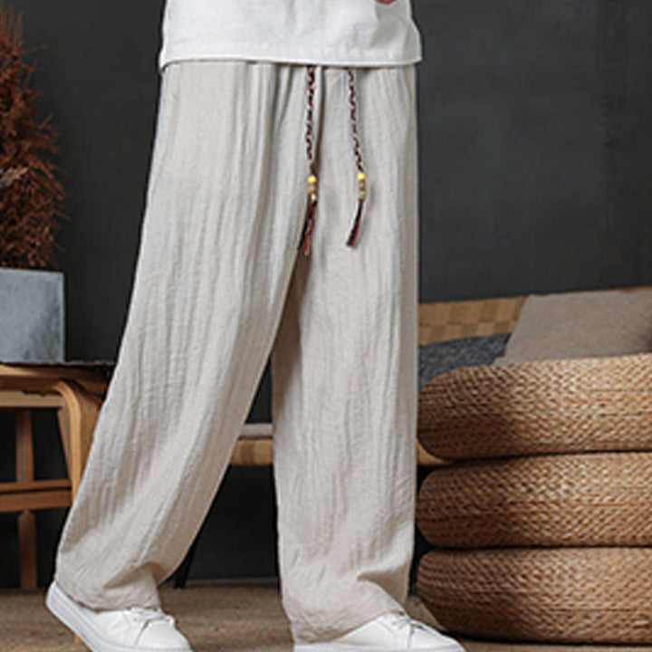 Pantaloni da uomo casual con coulisse e tasche, modello Buddha Stones, tinta unita