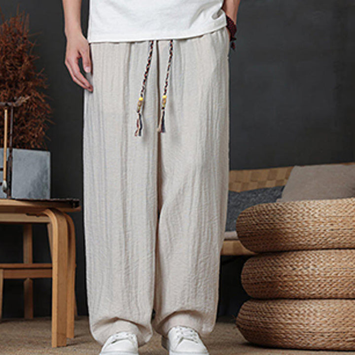 Pantaloni da uomo casual con coulisse e tasche, modello Buddha Stones, tinta unita