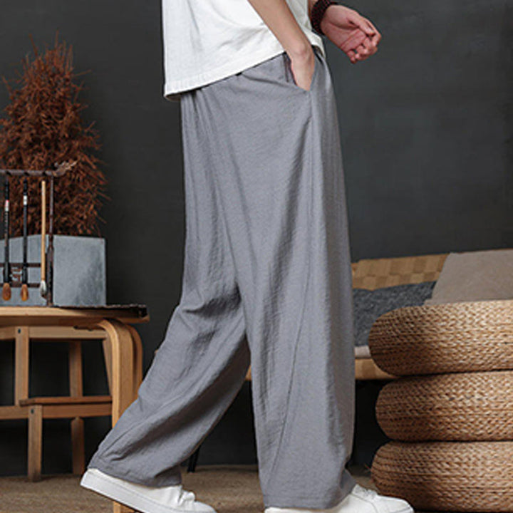 Pantaloni da uomo casual con coulisse e tasche, modello Buddha Stones, tinta unita