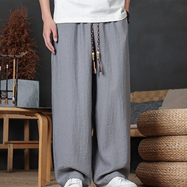 Pantaloni da uomo casual con coulisse e tasche, modello Buddha Stones, tinta unita
