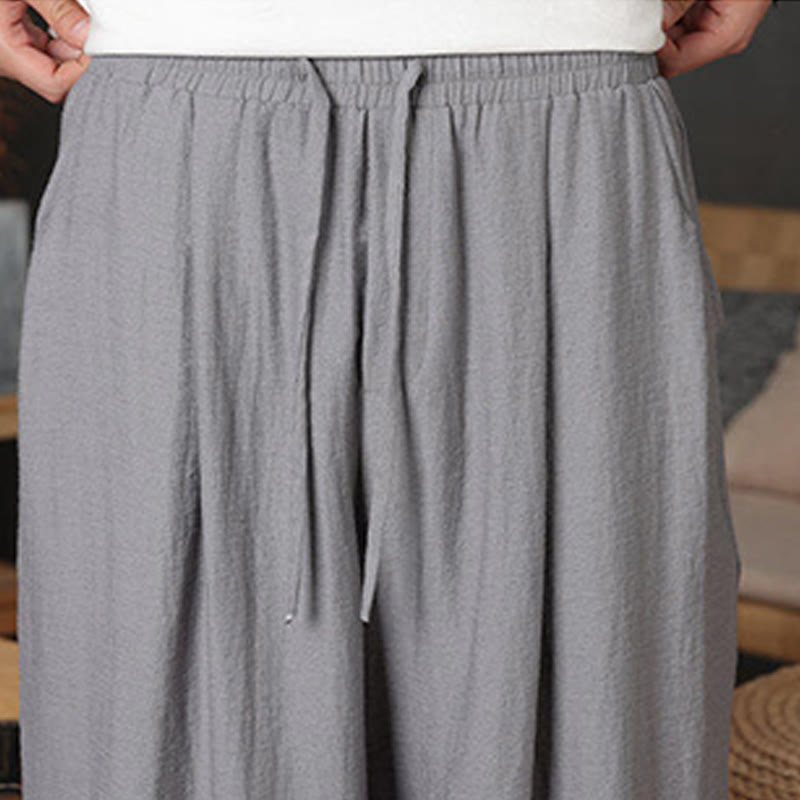 Pantaloni da uomo casual con coulisse e tasche, modello Buddha Stones, tinta unita