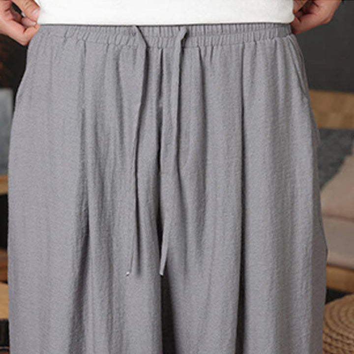 Pantaloni da uomo casual con coulisse e tasche, modello Buddha Stones, tinta unita