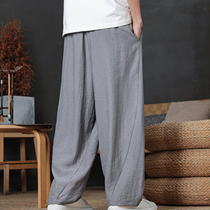 Pantaloni da uomo casual con coulisse e tasche, modello Buddha Stones, tinta unita