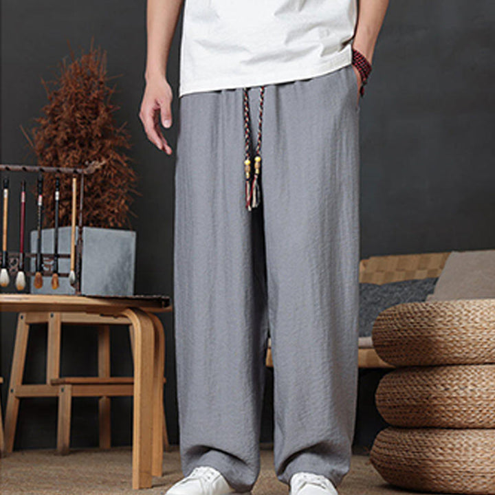 Pantaloni da uomo casual con coulisse e tasche, modello Buddha Stones, tinta unita