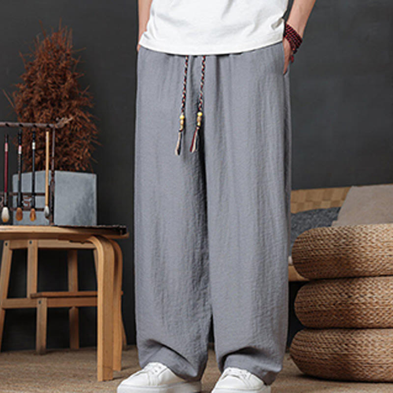 Pantaloni da uomo casual con coulisse e tasche, modello Buddha Stones, tinta unita