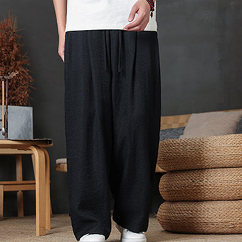 Pantaloni da uomo casual con coulisse e tasche, modello Buddha Stones, tinta unita