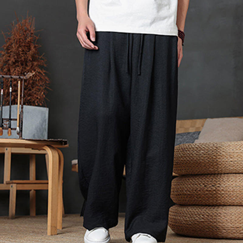 Pantaloni da uomo casual con coulisse e tasche, modello Buddha Stones, tinta unita