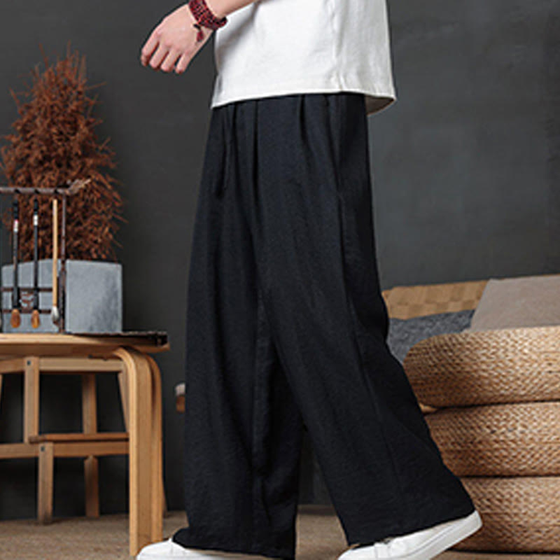 Pantaloni da uomo casual con coulisse e tasche, modello Buddha Stones, tinta unita