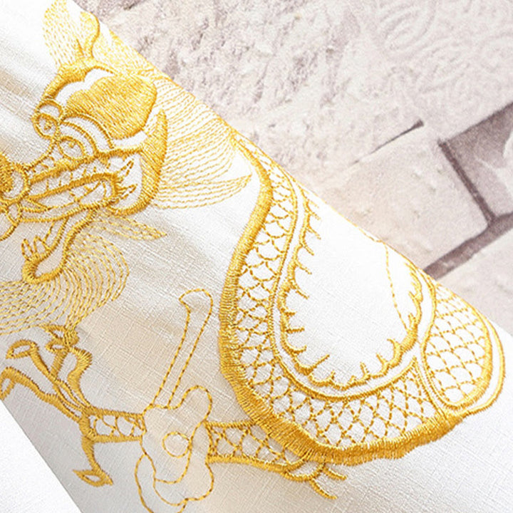 Giacca da uomo con kimono aperto sul davanti, ricamo di Buddha Stones, drago, fenice, nuvola di buon auspicio, onde, foglie, gru - image 23