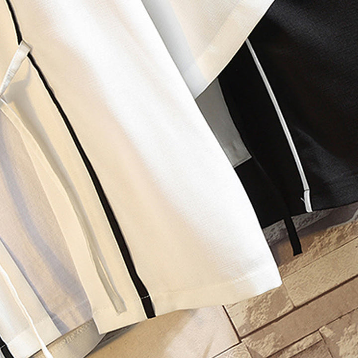 Giacca da uomo con kimono aperto sul davanti, ricamo di Buddha Stones, drago, fenice, nuvola di buon auspicio, onde, foglie, gru - image 35