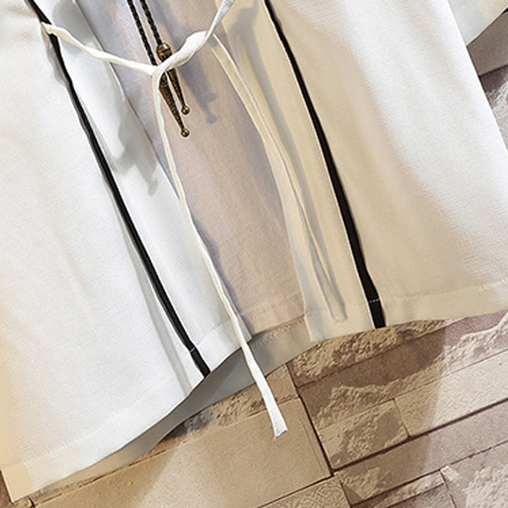 Giacca da uomo con kimono aperto sul davanti, ricamo di Buddha Stones, drago, fenice, nuvola di buon auspicio, onde, foglie, gru - image 29