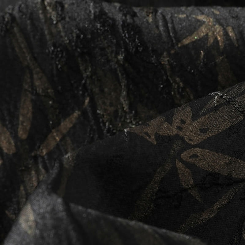 Camicia da uomo in lino a mezza manica con Buddha Stones Summer Golden Bamboo Jacquard - image 7