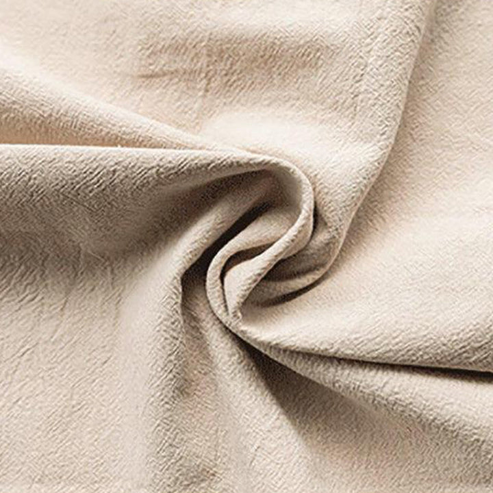 Camicia da uomo in lino a mezza manica con tasche, modello Buddha Stones, tinta unita, modello Tang Suit, bottoni a rana - image 1