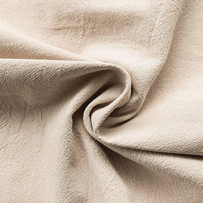 Camicia da uomo in lino a mezza manica con tasche, modello Buddha Stones Summer, tinta unita - image 1